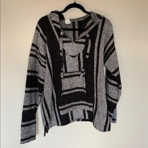 Black and grey poncho